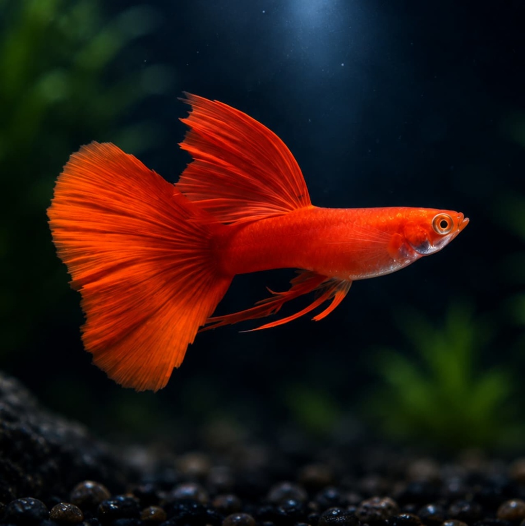 Albion full red ribbon guppys